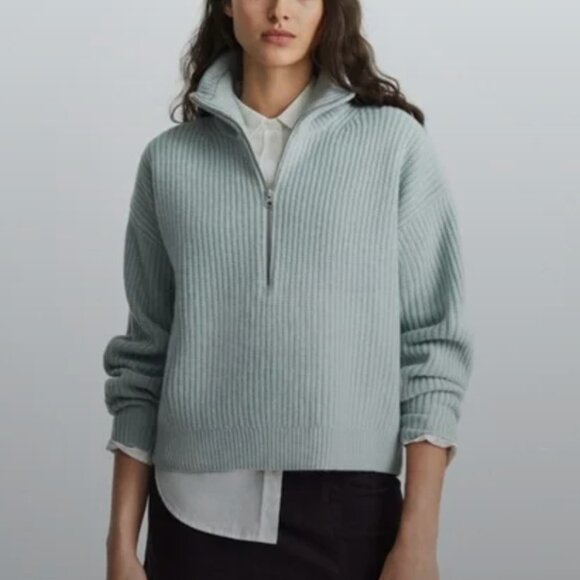 Everlane Sweaters - Everlane Ribbed Half-Zip Sweater wool quarter zip collared m medium